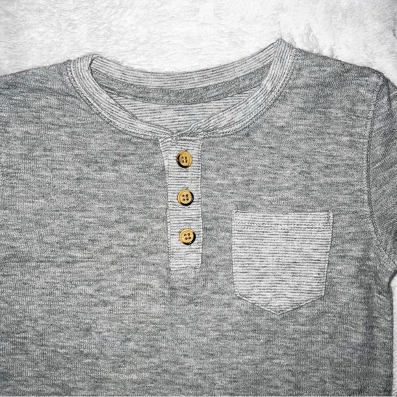 Cat & Jack Gray Long Sleeve Henley Tee - Picture 2 of 4